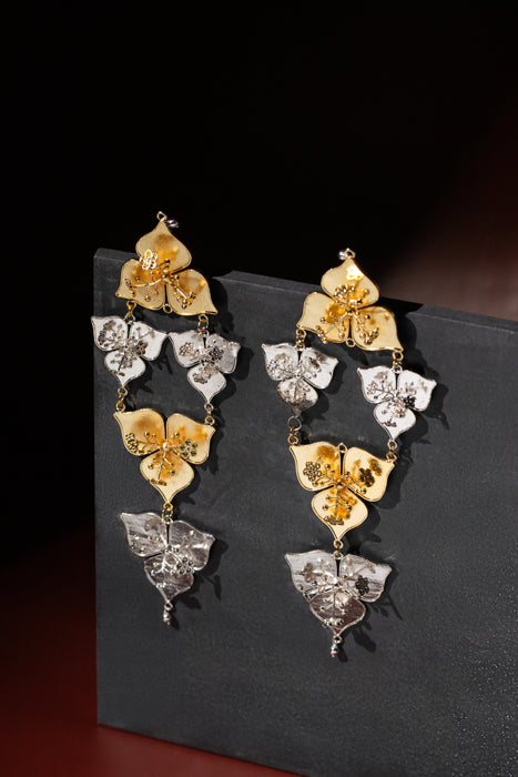 Bougainvillea Gold Silver Earrings