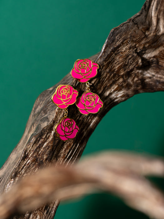 FRENCH FUCHSIA ROSE EARRINGS