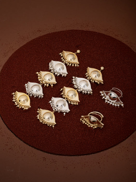 No Nazar Gold Silver Earrings