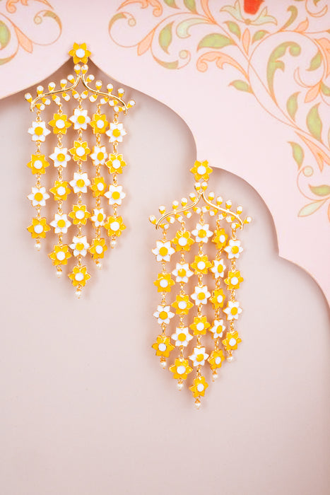 Yellow & White Amaltas Waterfall Earrings
