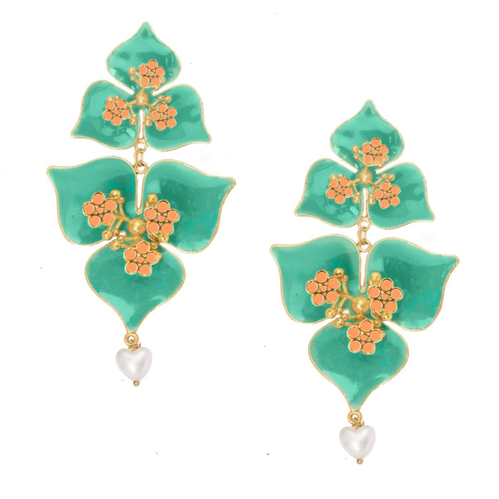 Turquoise Bougainvillea Earrings