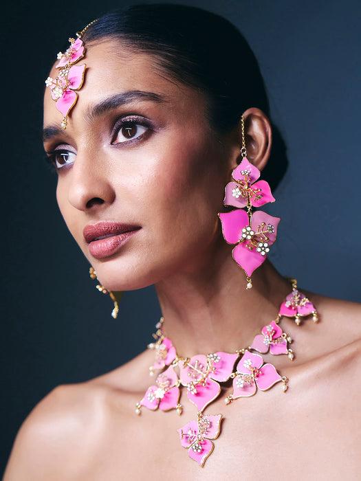 Blush & Peone Pink  Bougainvillea Necklace