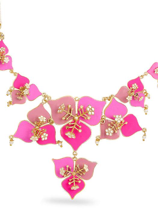 Blush & Peone Pink  Bougainvillea Necklace