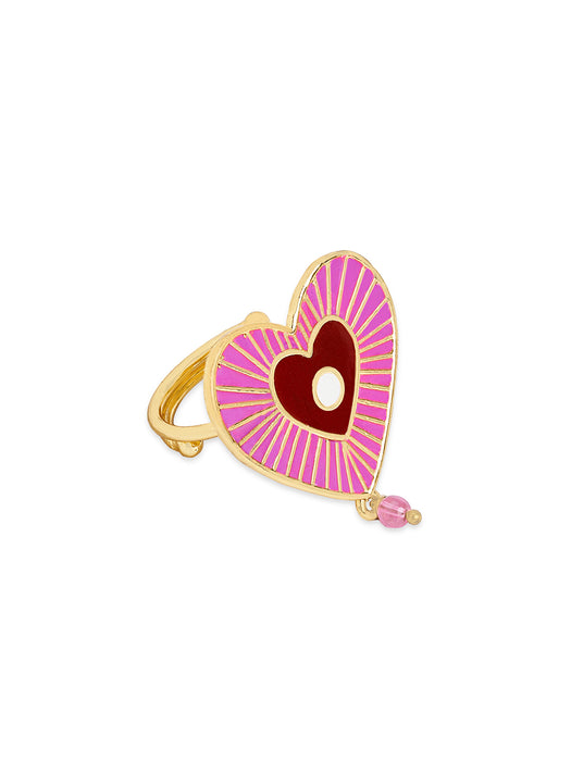 Pink Enamel Heart Ring