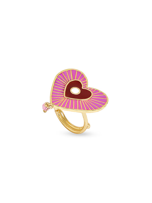 Pink Enamel Heart Ring