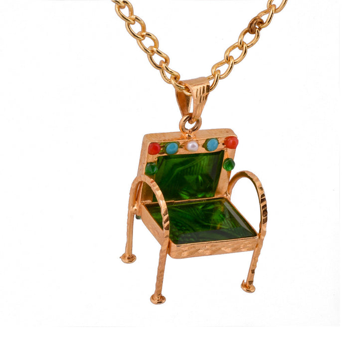 Please Have a Seat Chair Necklace - Green - mrinalinichandra - 8