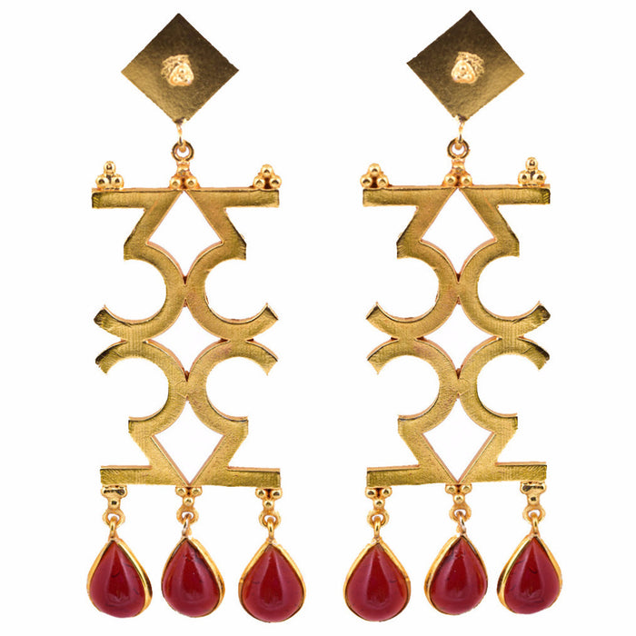 Mathematics Number 3 Red Stone Earring