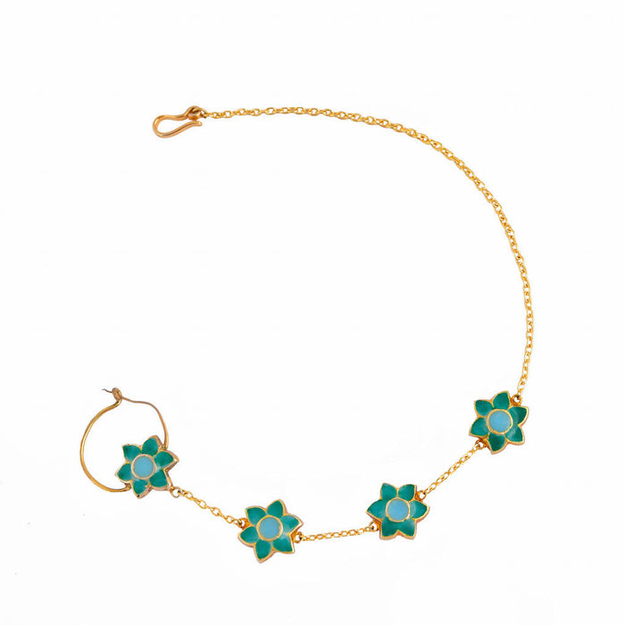 Phiroza Enamel Firangi Paani Blue & Turquoise Nath