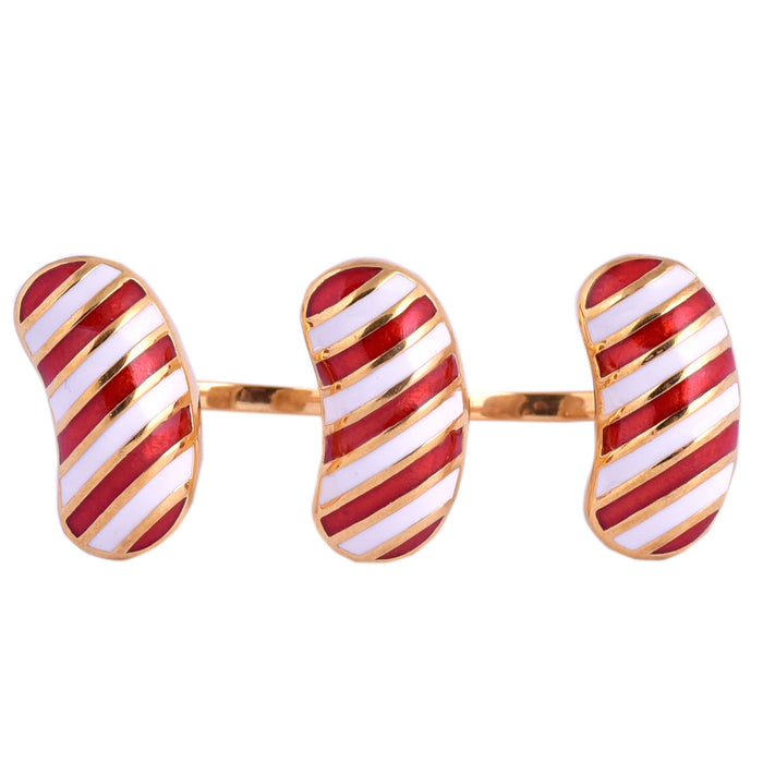 Red Stripe Jellybean Double Finger Ring