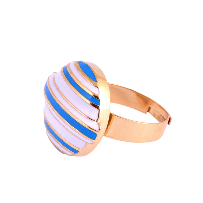 Blue Stripped Lollipop Head Candy Ring