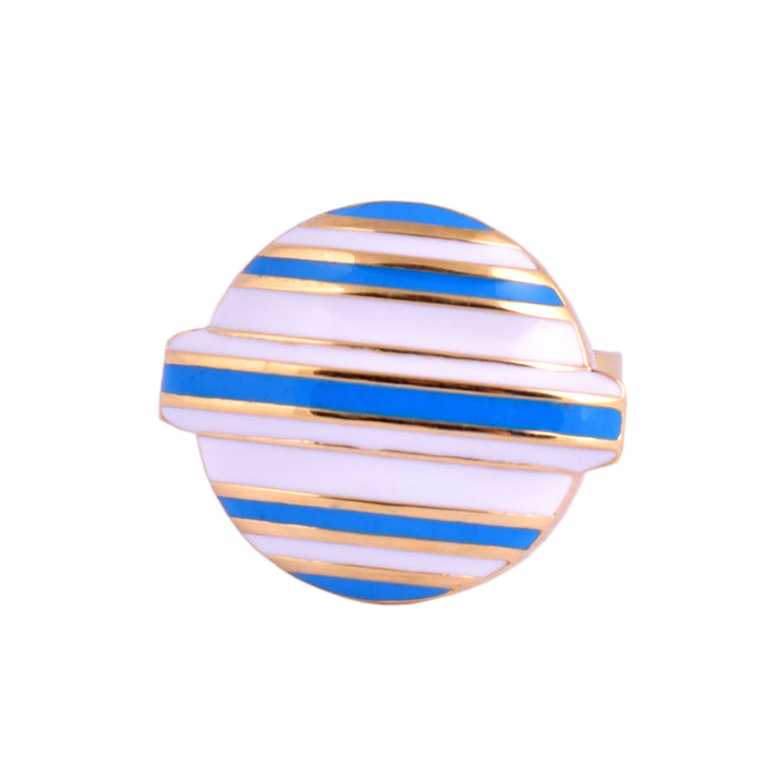 Blue Stripped Lollipop Head Candy Ring