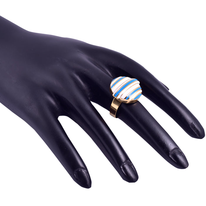 Blue Stripped Lollipop Head Candy Ring