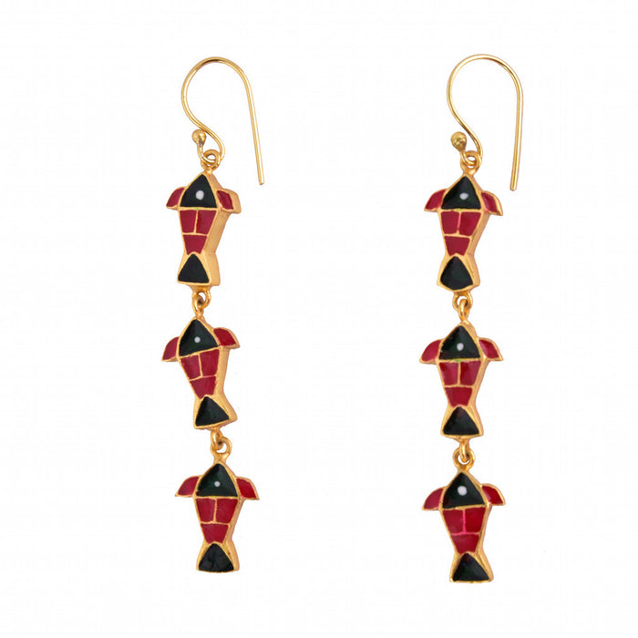 Enamel Firangi Paani Red & Black Fish Hoops