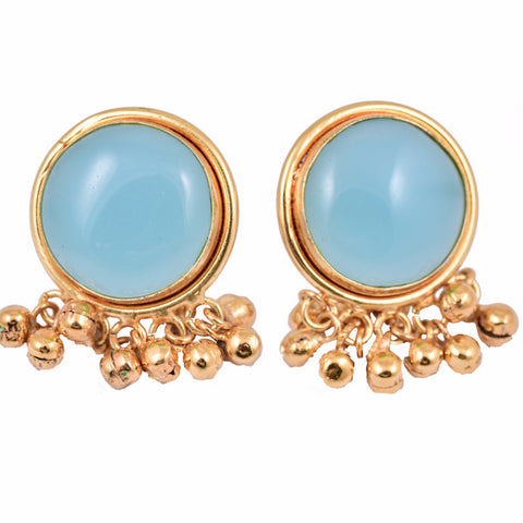 Blue Stone Ghungroo Earrings