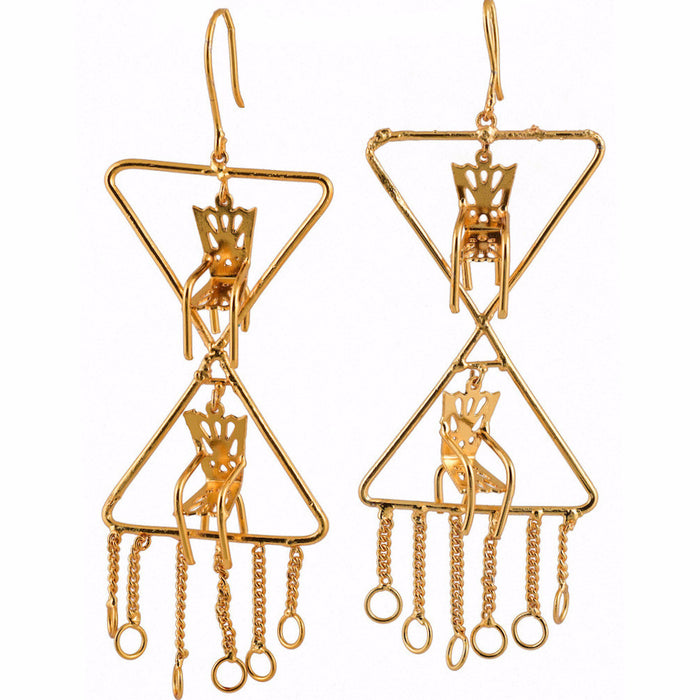 Please Have A Seat Double Triangular Dangling Chair Earrings