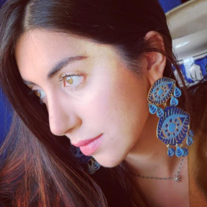 Evil Eye Enamel Earrings